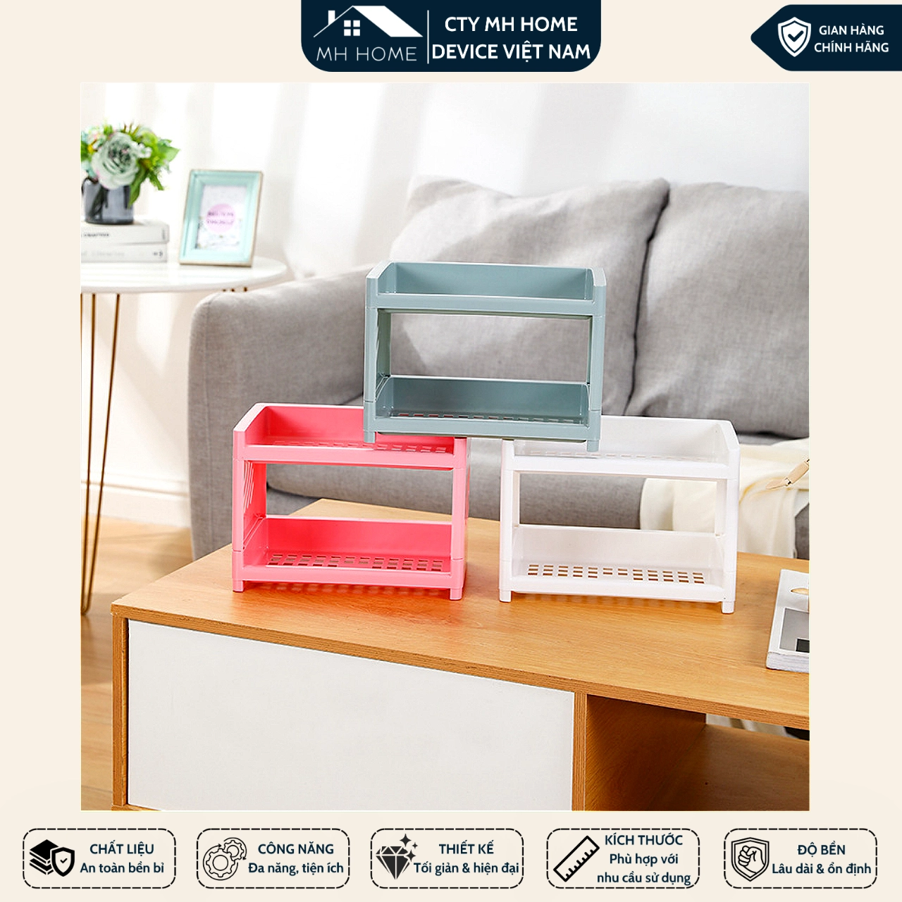 Kệ Nhựa Mini 2 Tầng Hàn Quốc Đựng Đồ Đa Năng Siêu Xinh Kệ Xếp Gọn Trang Trí Để Bàn Đồ